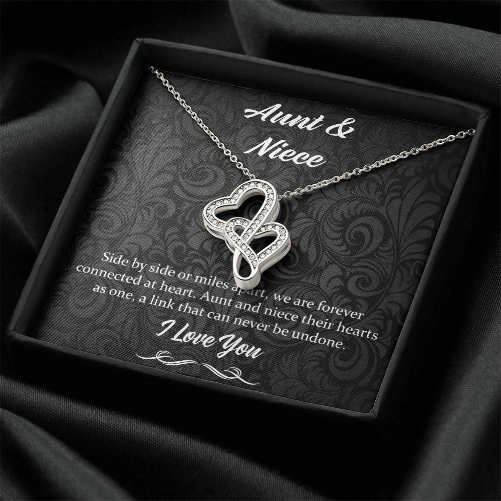 Side By Side Or Miles Apart- Aunt And Niece Double Hearts Necklace