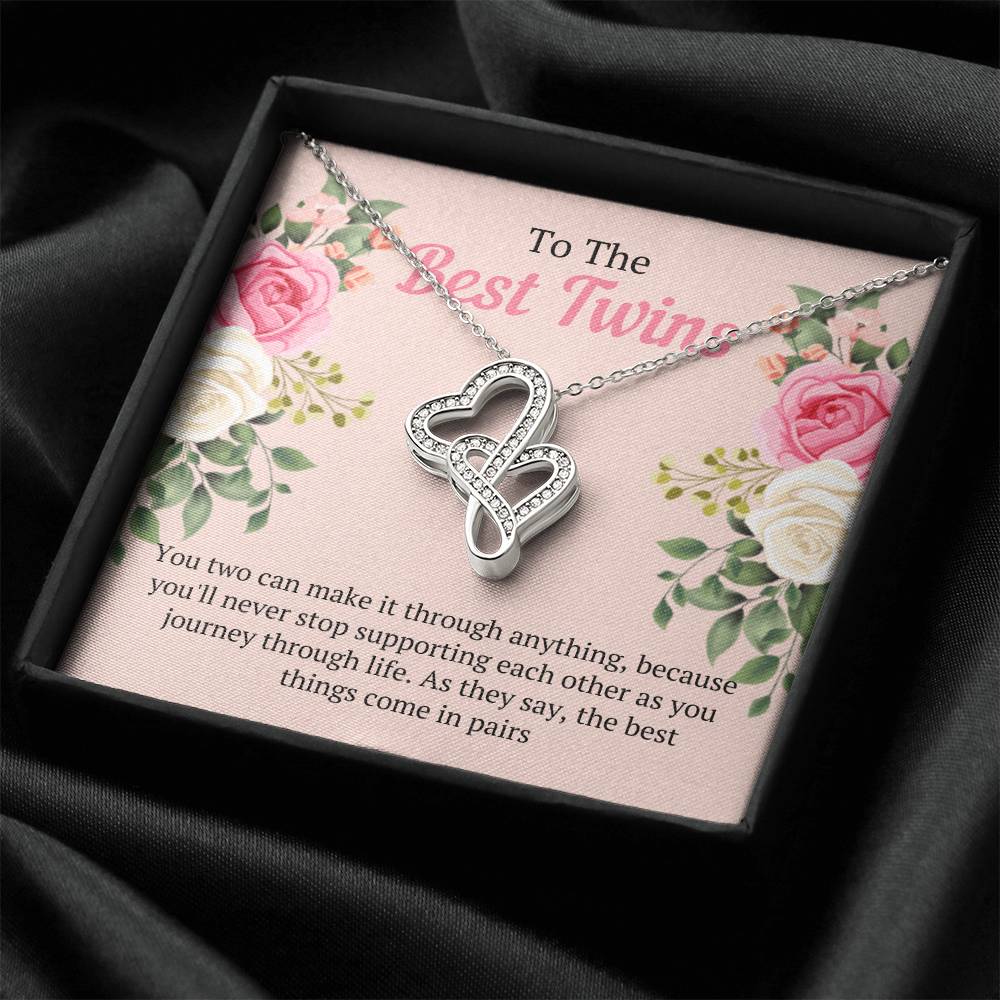 Great Gifts For Twin Sisters Double Hearts Necklace