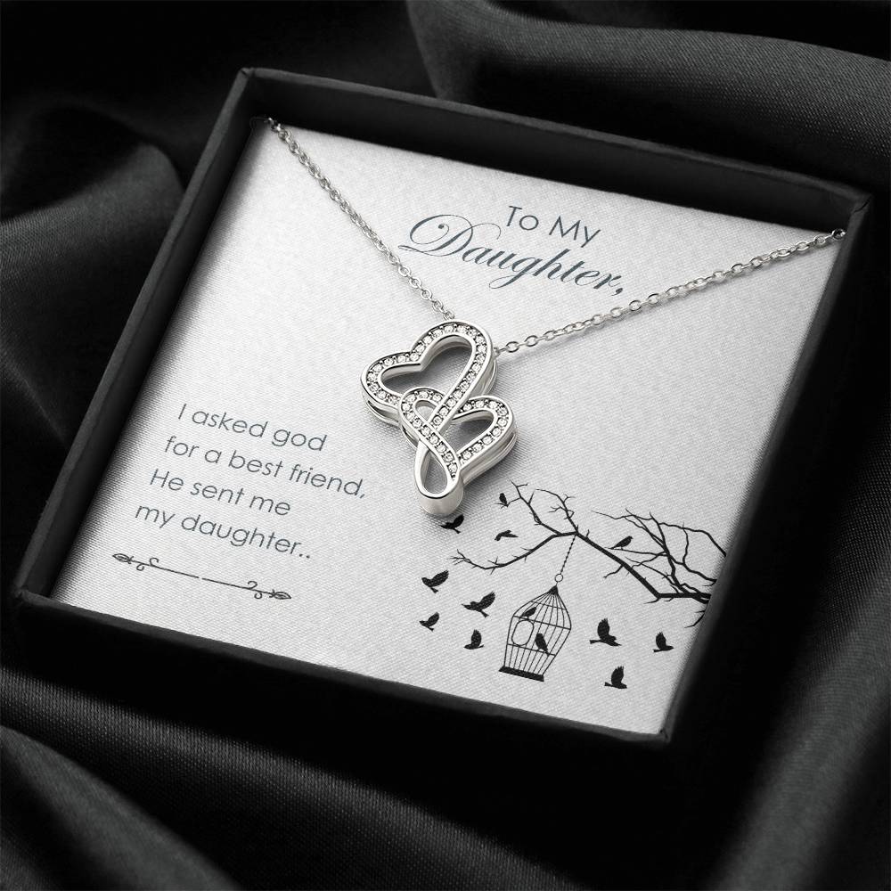 To My Daughter - 3 Double Hearts Necklace