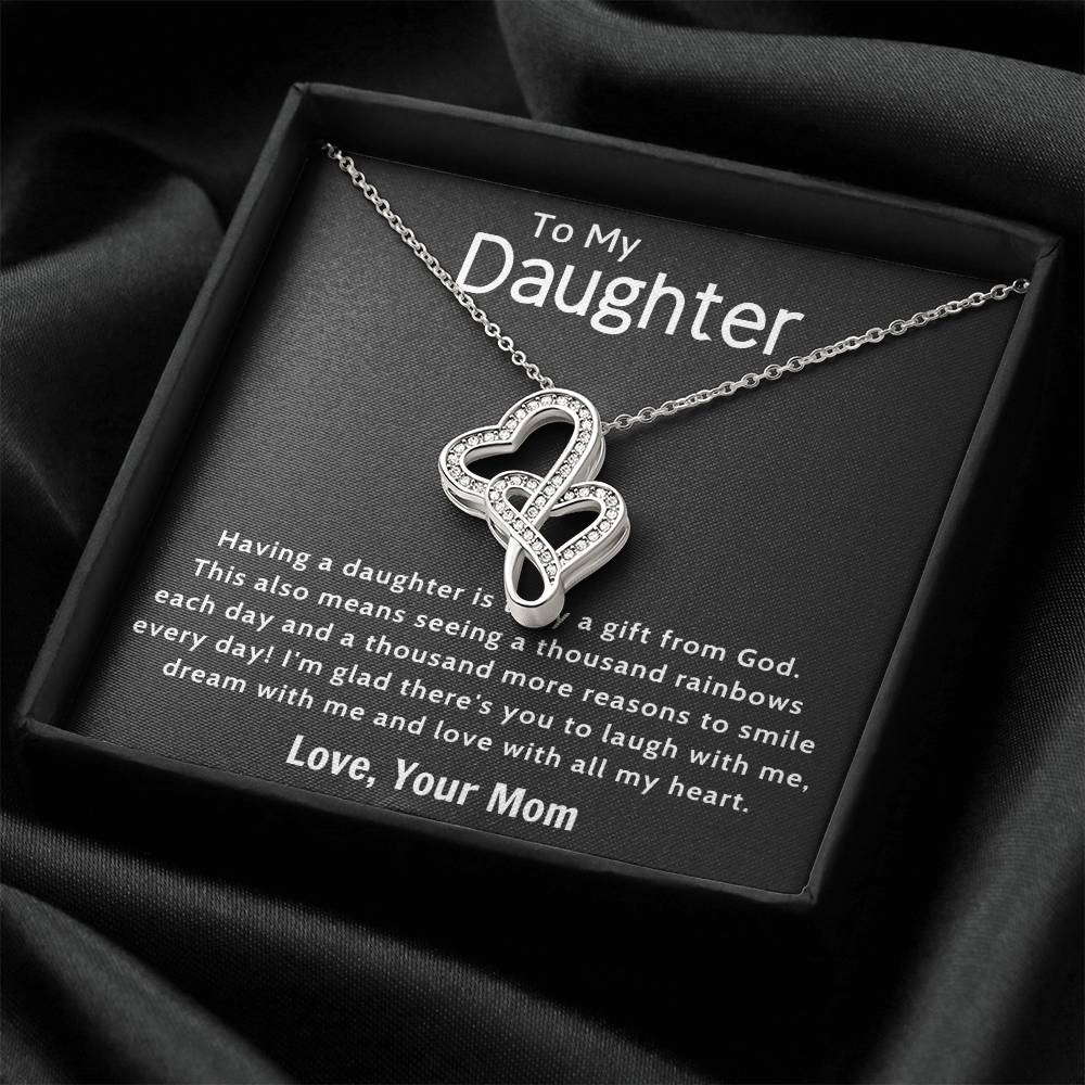 Daughter Gift Necklace Daughter Birthday Gift Gift For Daughter Daughter Jewelry 13 Double Hearts Necklace