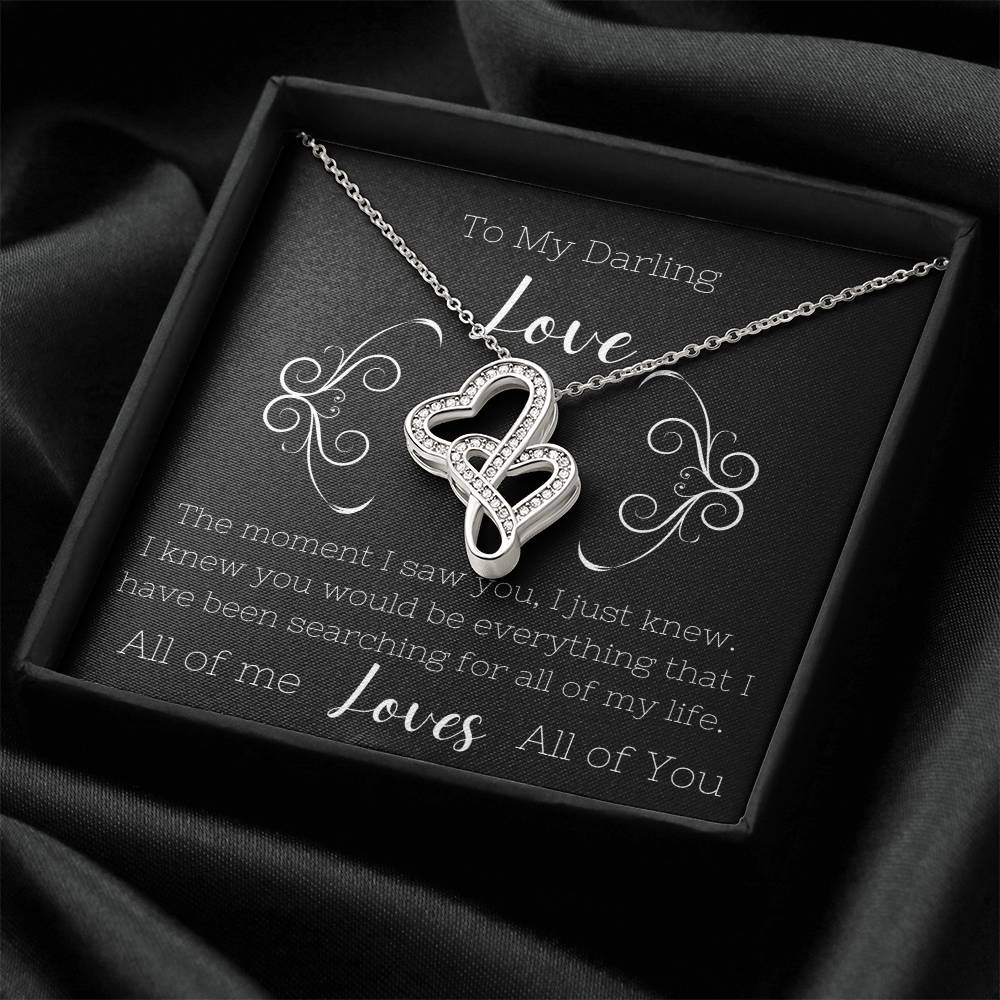 To My Darling Love -Anniversary Gift For Wife Wedding Gift For Fiancee Birthday Gift Necklace For Wife Gift For Partne Double Hearts Necklace