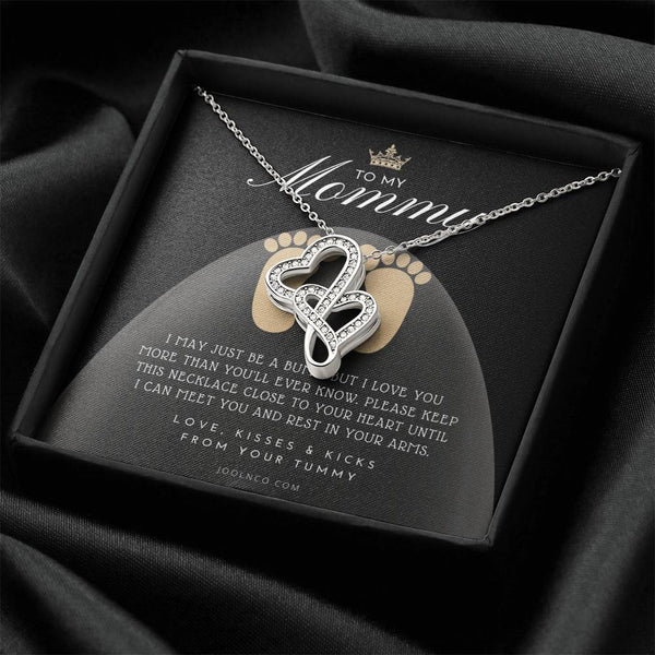Baby Shower Gift  New Mommy Necklace  Pregnant Wife Gift  To My Mommy  I May Just Be A Bump But I Love You More Than Y Double Hearts Necklace