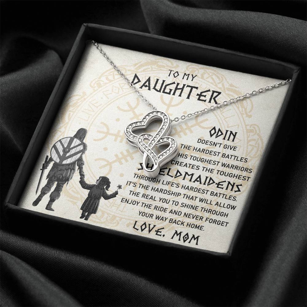 To My Daughter Necklace - Daughter Viking Jewelry - Norse Daughter Gift -  Mom And Daughter Never Forget I Love You Gi Double Hearts Necklace