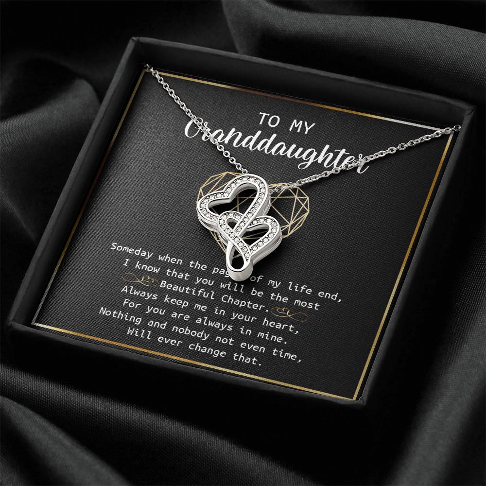 To My Granddaughter - I Love You Message - Tmg04 Double Hearts Necklace