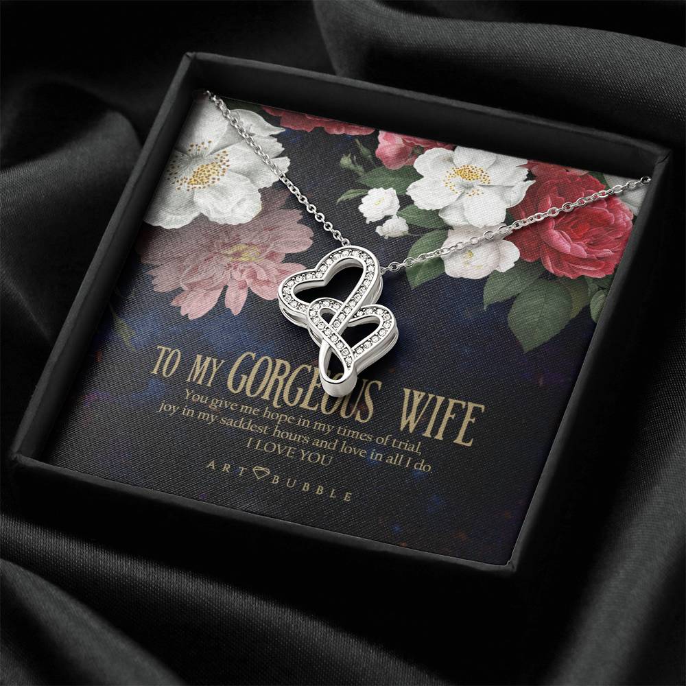 Mothers Day Wife Gift Double Hearts Necklace