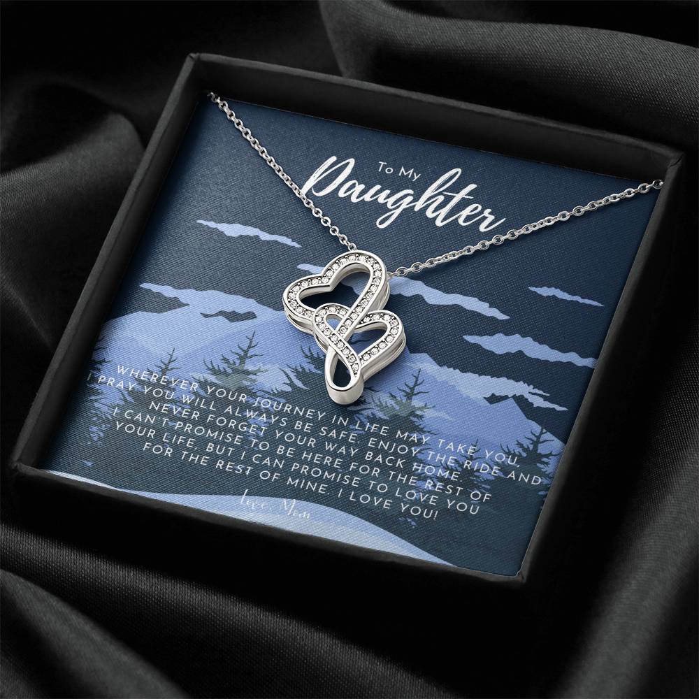 To My Daughter Necklace From Mom - Grown Up Daughter Gift From Mom -Daughter Necklace - Mother Daughter Jewelry Gift - Double Hearts Necklace