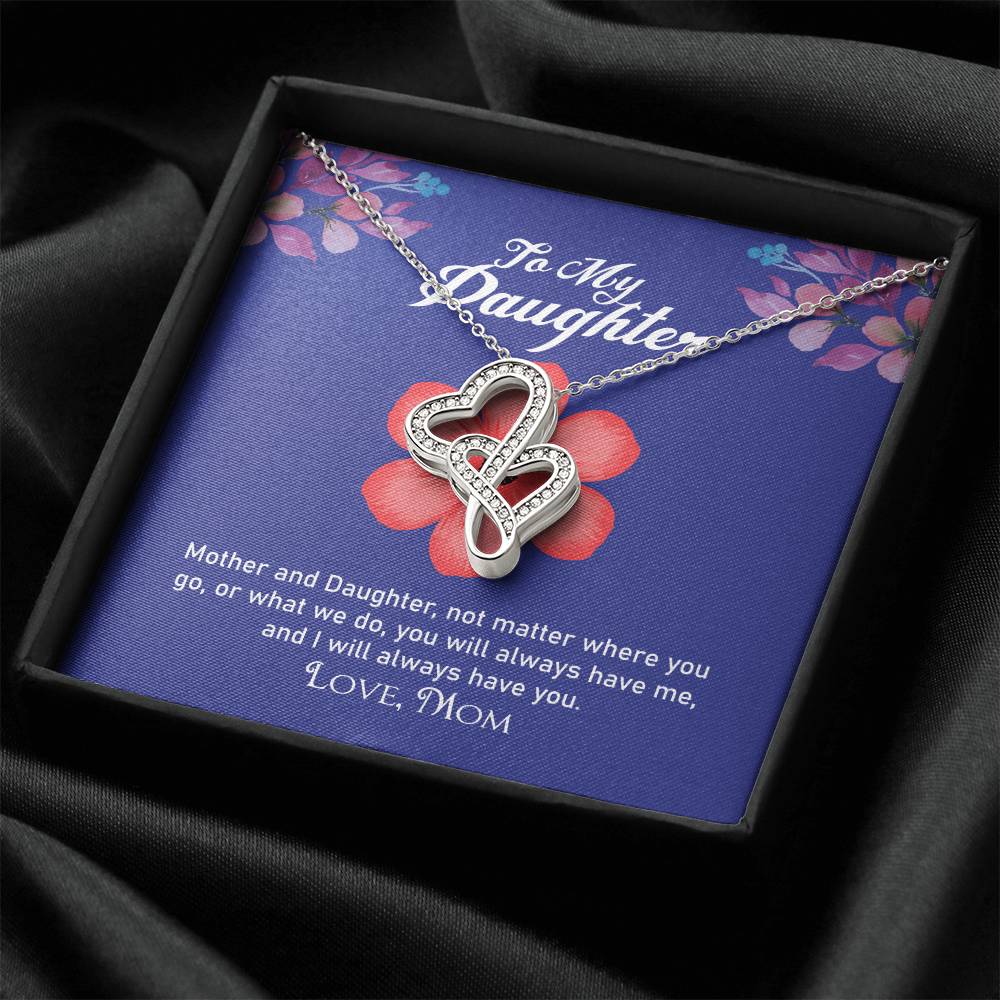 To My Daughter Necklace - Mom To Daughter Double Heart Necklace Gift - Mom And Daughter Always Remember Gift From Mom  1 Double Hearts Necklace