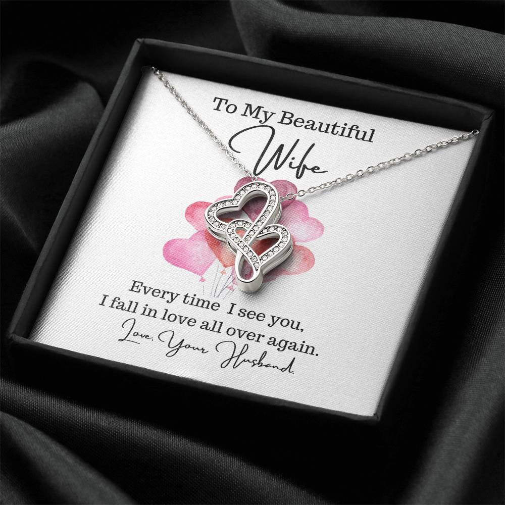 Husband To Wife -Necklace For Gift Double Hearts Necklace
