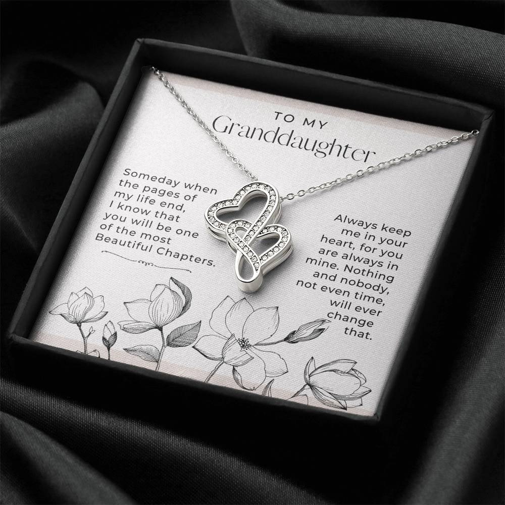 Granddaughter Most Beautiful Chapters Double Heart Necklace Double Hearts Necklace