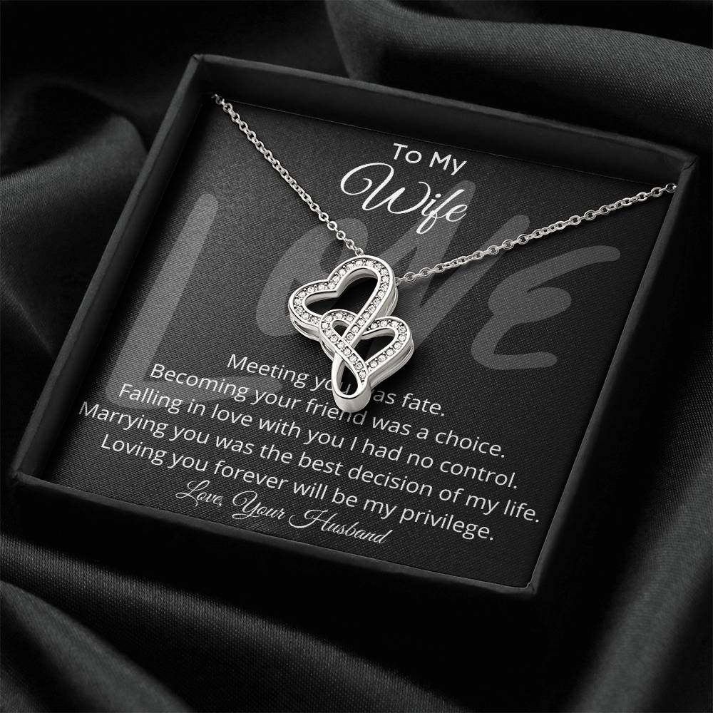 To My Wife Double Hearts Pendant Necklace Double Hearts Necklace