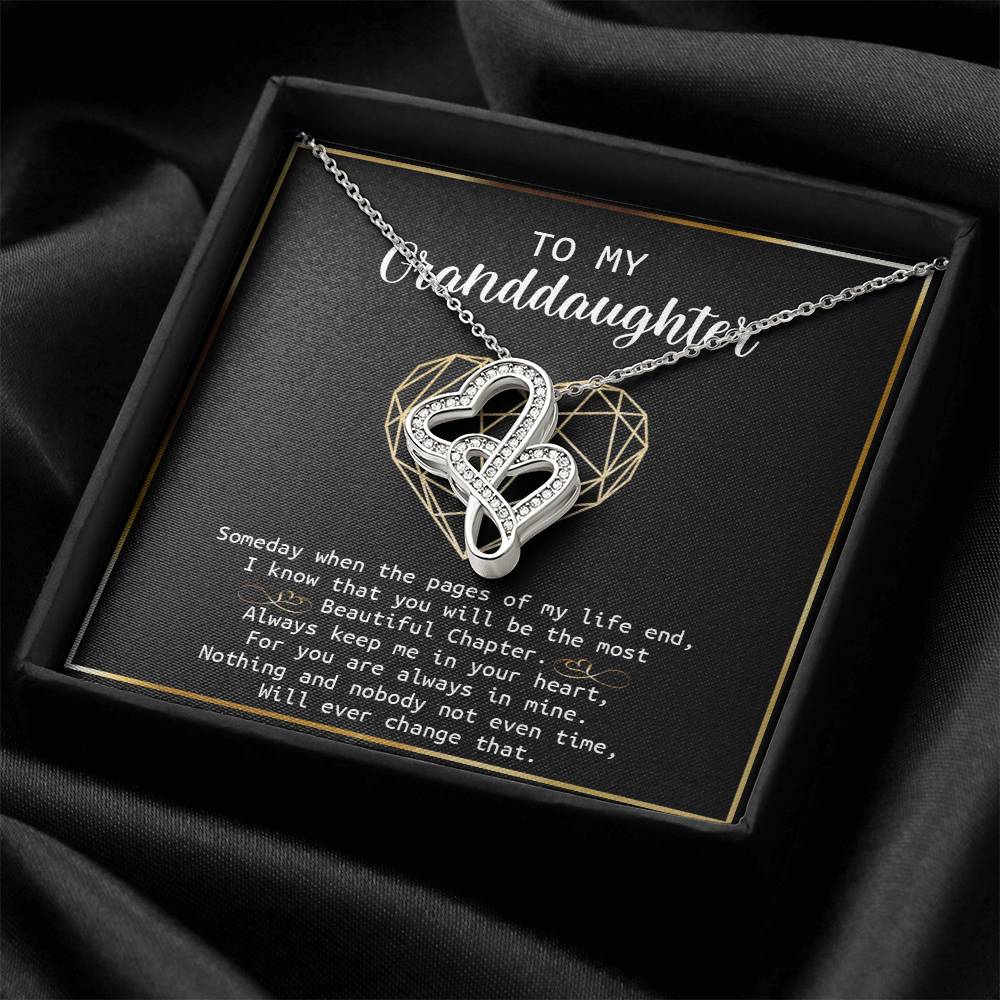 To My Granddaughter - I Love You Message - Tmg05 Double Hearts Necklace