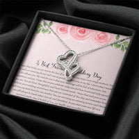 To My Bestfriend On Her Wedding Day - Floral Double Hearts Necklace