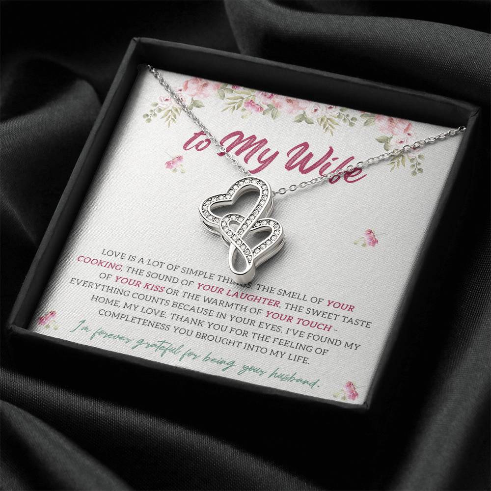 Love Is A Lot Of Simple Things - I'm Forever Grateful For Being Your Husband Double Hearts Necklace