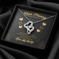 Dear Mommy - Love The Bump Black Double Hearts Necklace