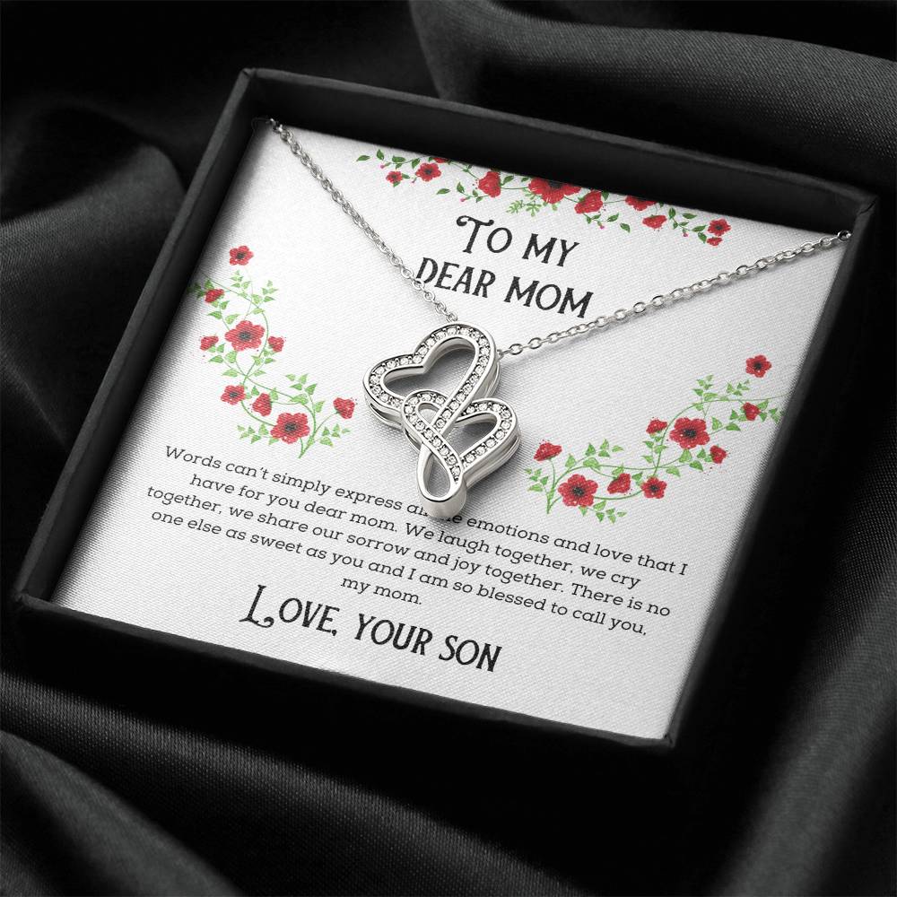 To My Dear Mom Happy Mother's Day Double Hearts Necklace