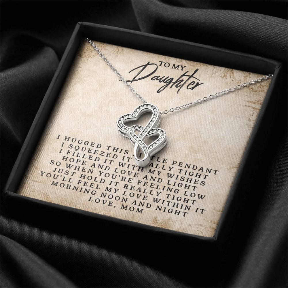 To My Daughter - Love Mom - ❤ Double Hearts Necklace
