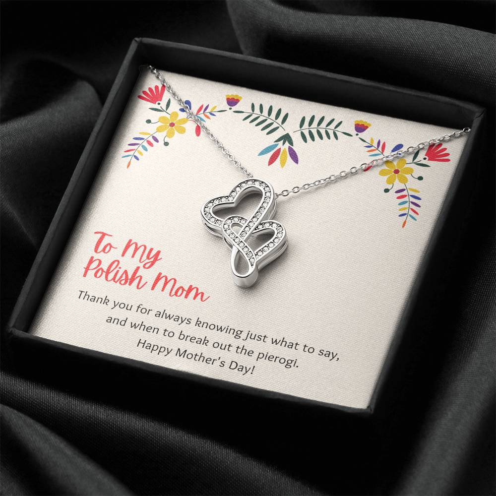 To My Polish Mom On Mother's Day Necklace Double Hearts Necklace