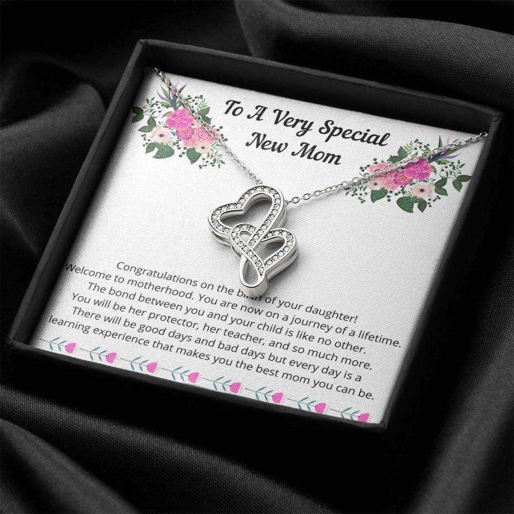 New Mom Gift Jewelry First Time Mom Gift First Mother's Day Gift For New Mom Daughter New Mommy Gift Girl Double Hearts Necklace
