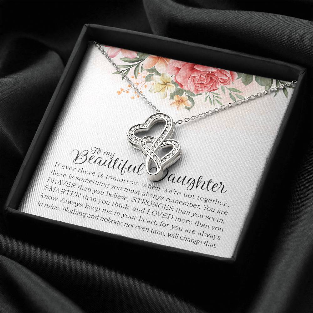 Daughter Jewelry - Graduation Gift - Graduation Necklace - Gift From Mama - Thoughtful Message - Daughter Father Mothe Double Hearts Necklace