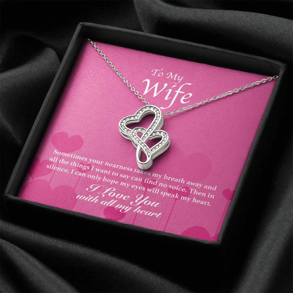 To My Wife - You Take My Breath Away -  Double Hearts Necklace