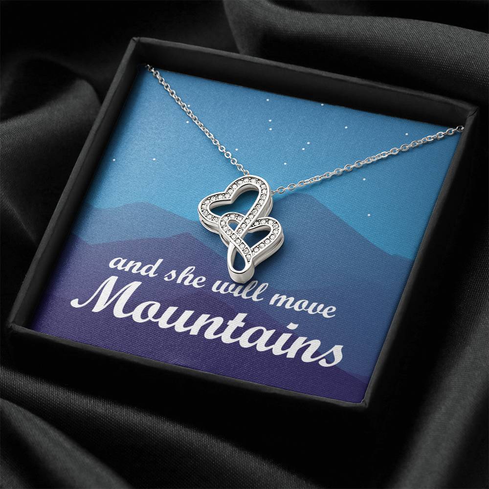 Graduate - She Will Move Mountains Double Hearts Necklace