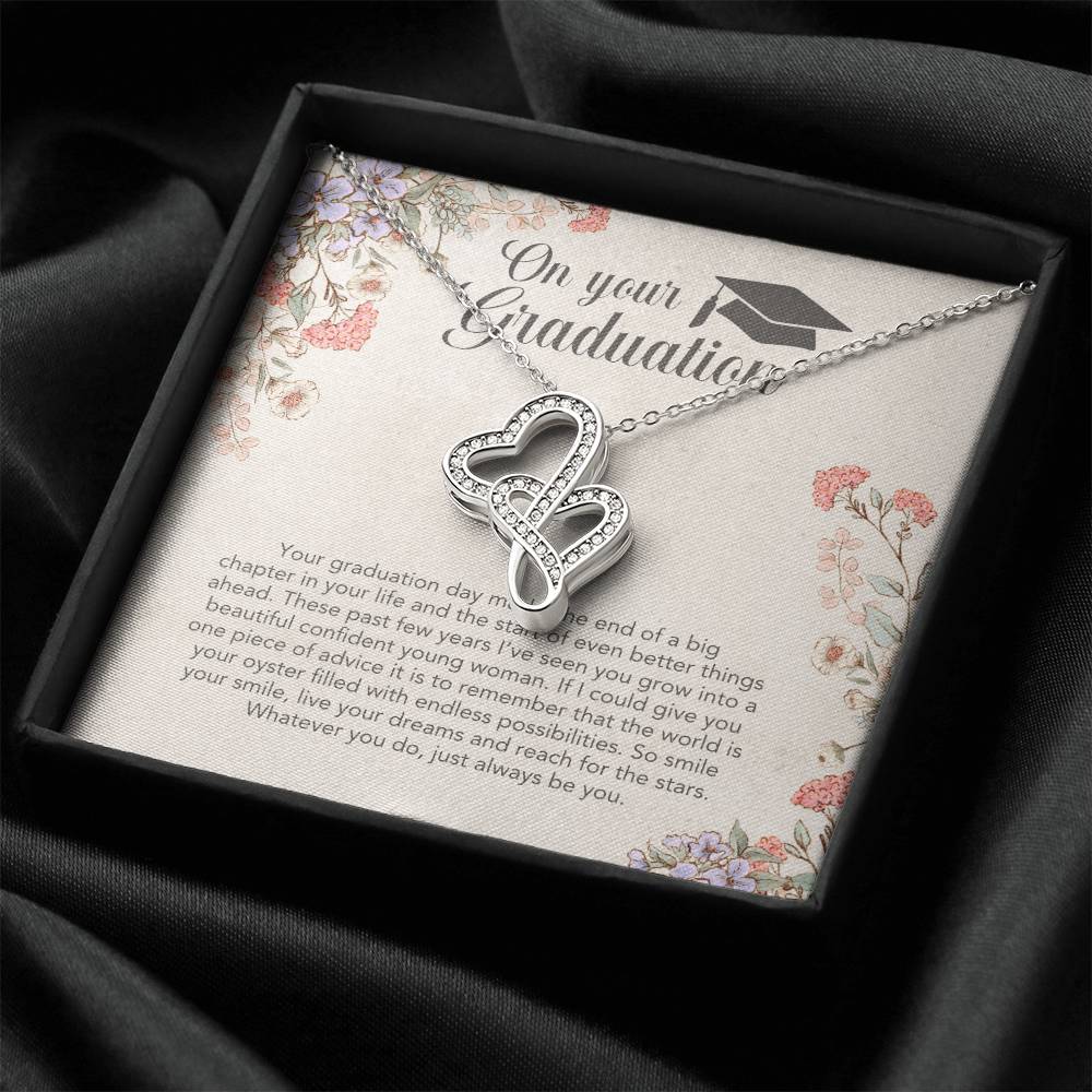 Congratulations I Am So Proud Of You Birthstone Necklace - Graduation Gift Necklace Graduation Gift For Her College Gr 1 Double Hearts Necklace