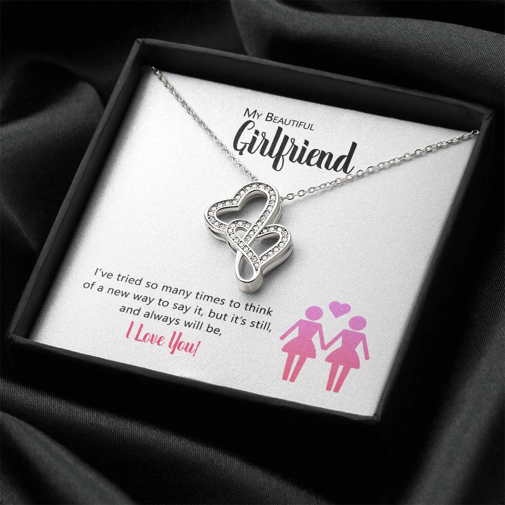 My Beautiful Girlfriend - It Will Always Be I Love You - Necklace Double Hearts Necklace