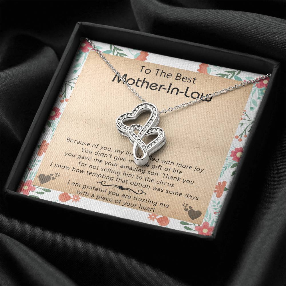 Gift For Mother-In-Law - My Life Is Filled With More Joy - Double Heart Double Hearts Necklace