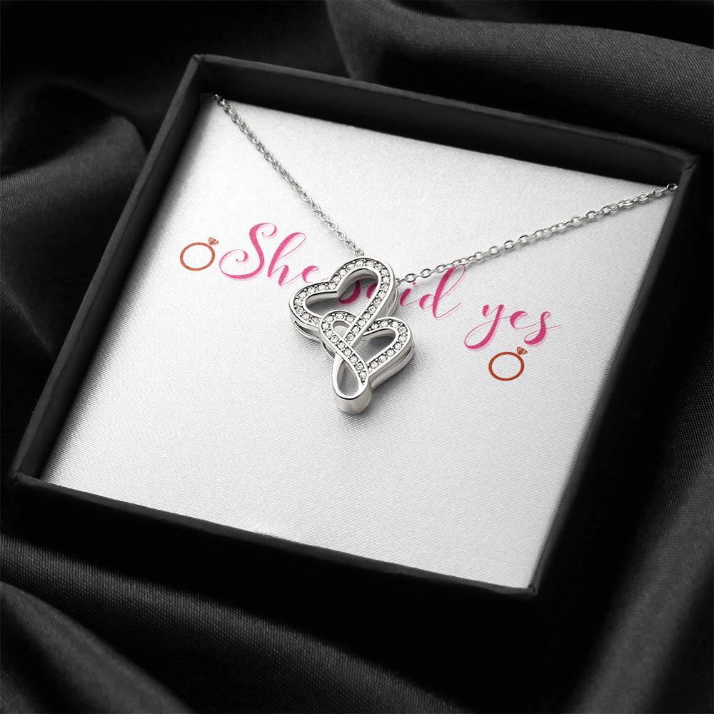 She Said Yes Double Hearts Necklace