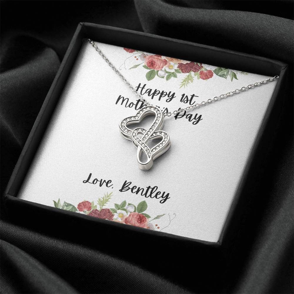 Personalized Happy 1St Mother's Day For K. Niesen Double Hearts Necklace
