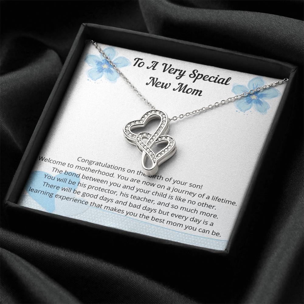 New Mom Gift Jewelry First Time Mom Gift First Mother's Day Gift For New Mom Boy Mom New Mommy Gift Boy Double Hearts Necklace