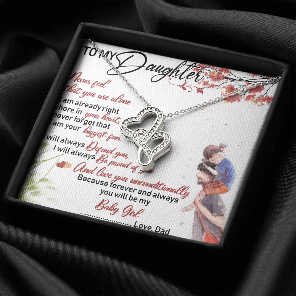 To My Daughter Necklace Christmas Gift From Dad - Forever Love Daughter Necklace On Christmas Day - Dad And Daughter N 4 Double Hearts Necklace