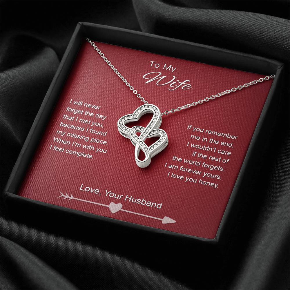 To My Wife - Missing Piece - Necklace Double Hearts Necklace