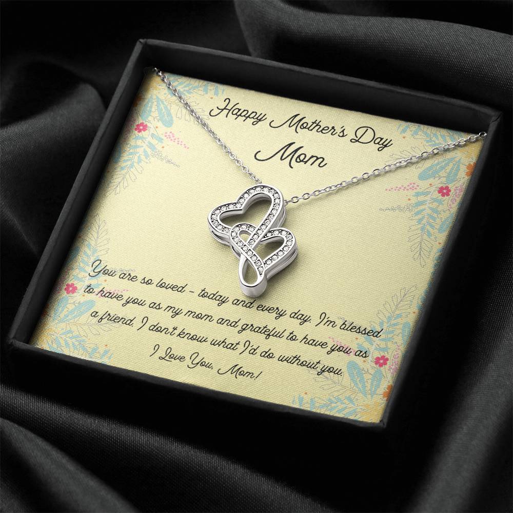 Mother's Day Open Heart Necklace Double Hearts Necklace