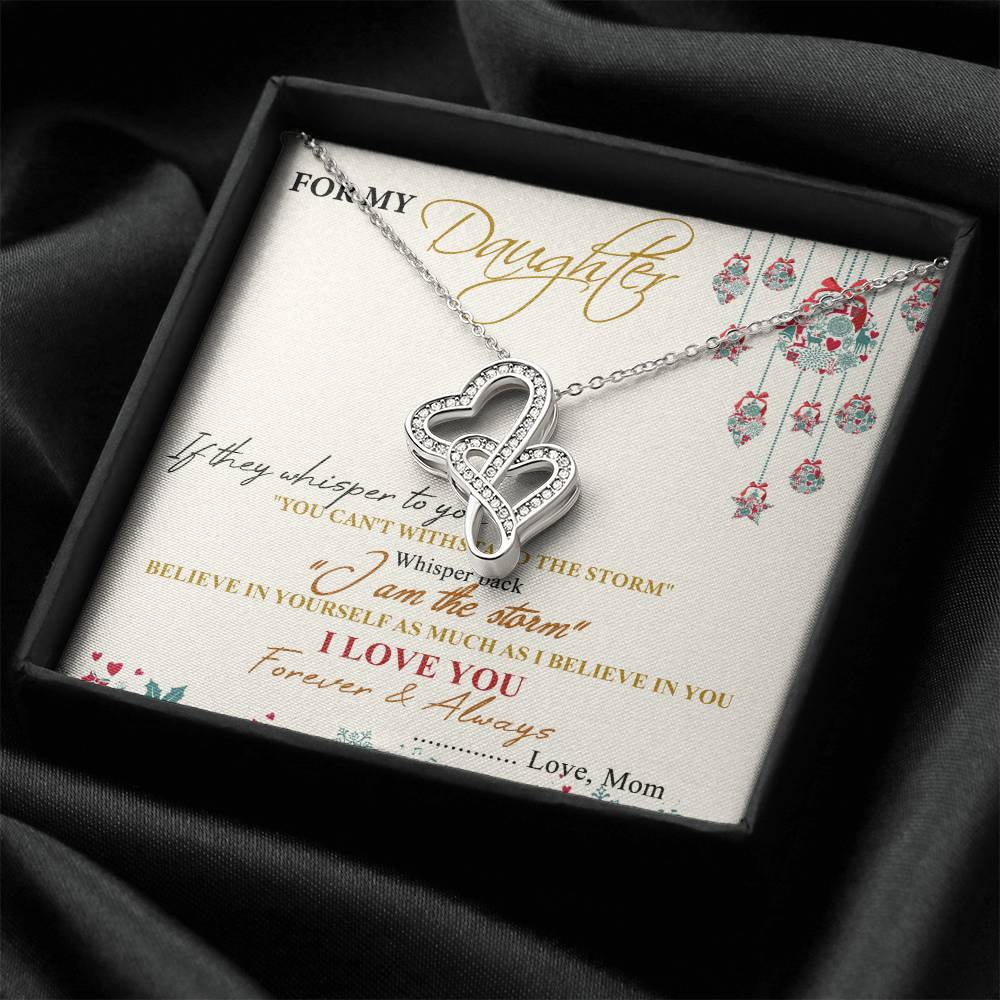 To My Daughter Necklace - Mom To Daughter Double Heart Necklace Gift - Mom And Daughter Always Remember Gift From Mom  2 Double Hearts Necklace