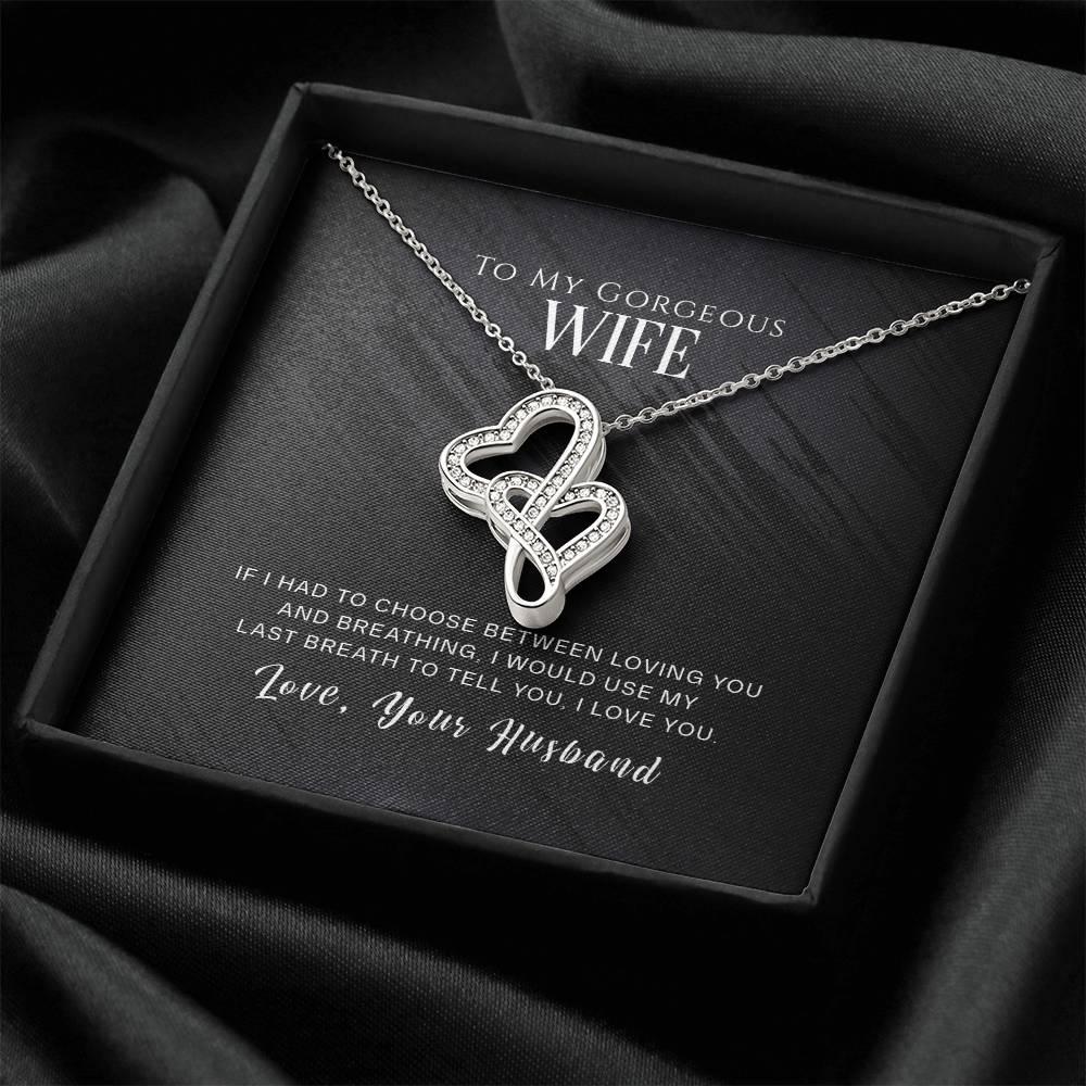 To My Dear Wife Double Hearts Necklace
