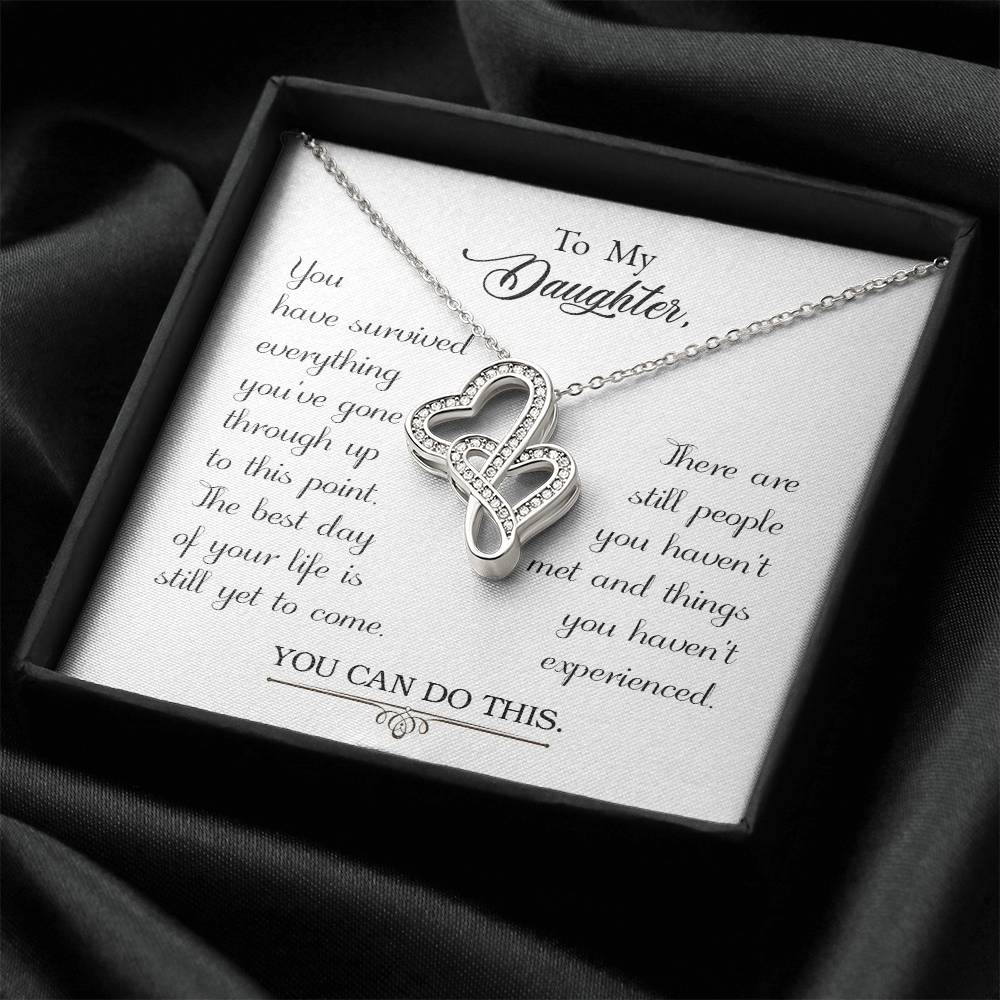 To My Dear Daughter Double Hearts Necklace