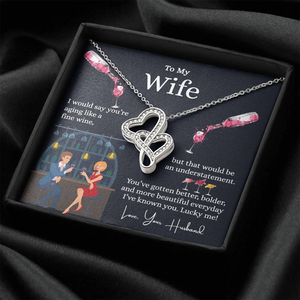 Husband To Wife - Love Knot Necklace For Gift Double Hearts Necklace