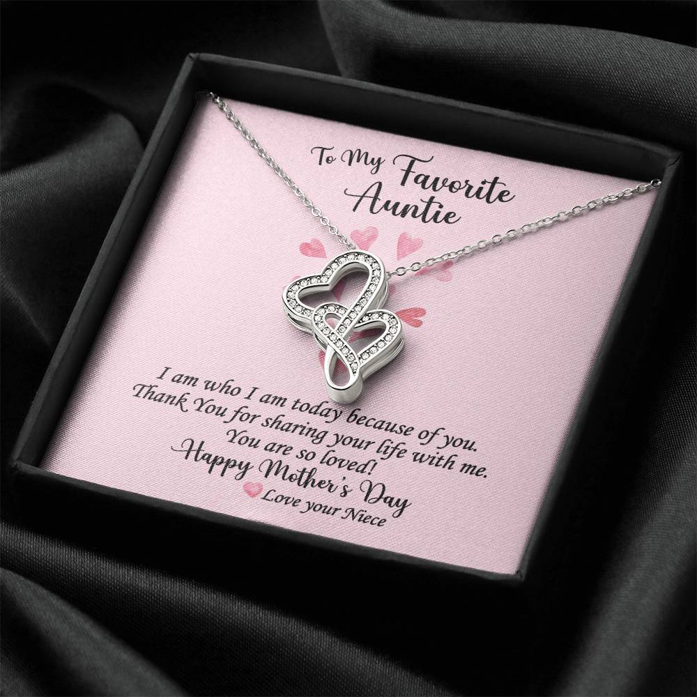 Limited Edition - For My Favorite Auntie You Are So Loved! Mother's Day Necklace Double Hearts Necklace