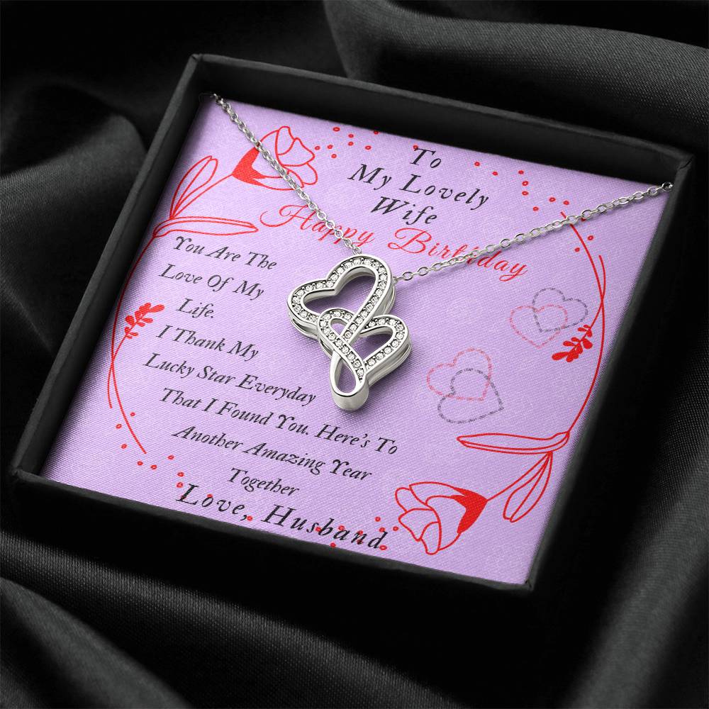 To My Lovely Wife- ! Birthday Gift For Wife Perfect Gift For Wife On Her Birthday Jewelry For He Double Hearts Necklace