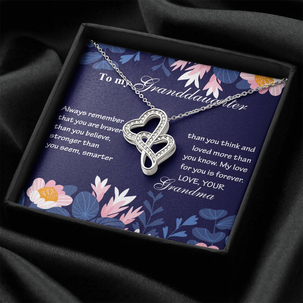 My Love For You Is Forever - Amazing Gift For Granddaughter Double Hearts Necklace