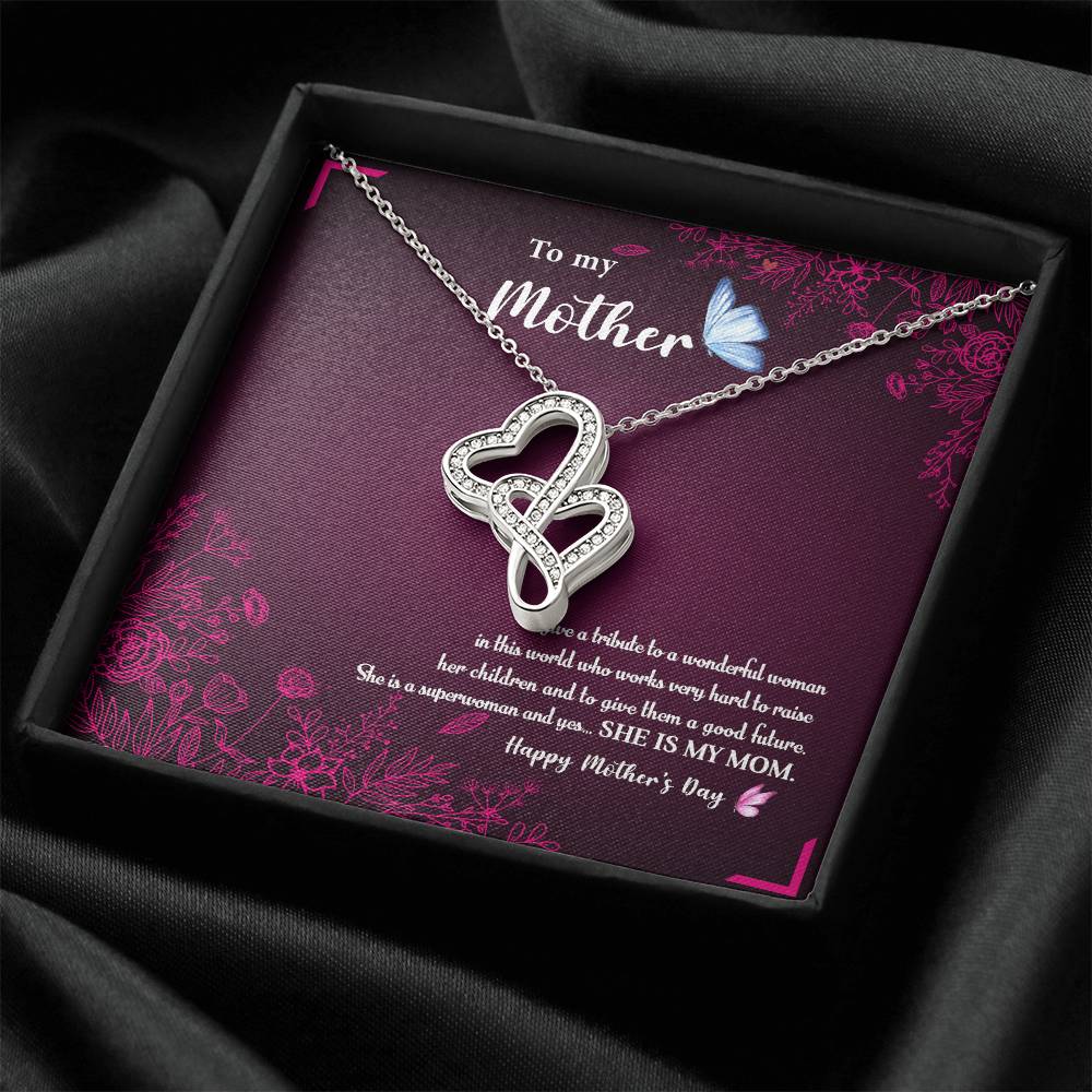 To My Mom 3 Double Hearts Necklace