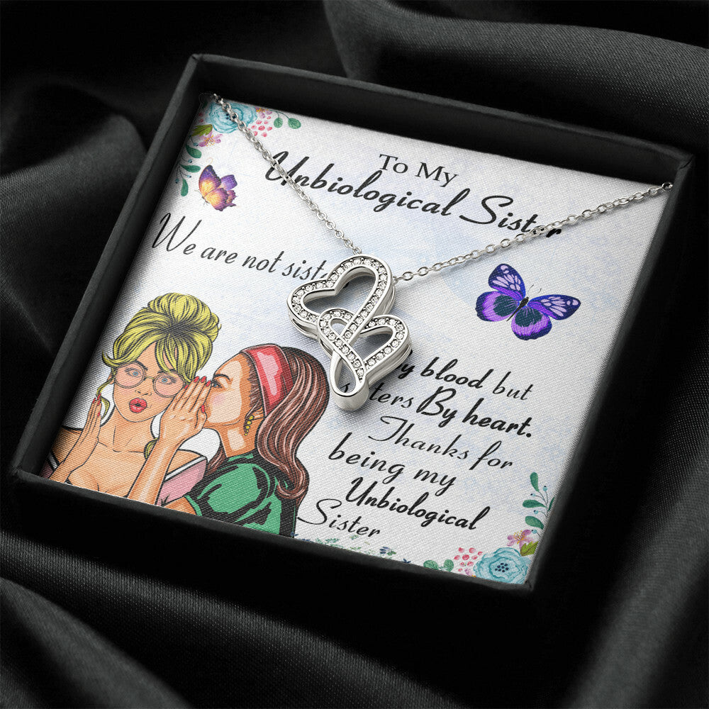 Unbiological Sister Necklace • Soul Sister • Big Little Sorority • Sister In Law Necklace • Step Sister Gift • Tribe N Double Hearts Necklace