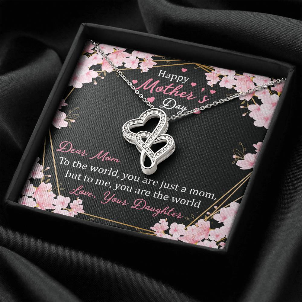Happy Mother's Day 3 Double Hearts Necklace