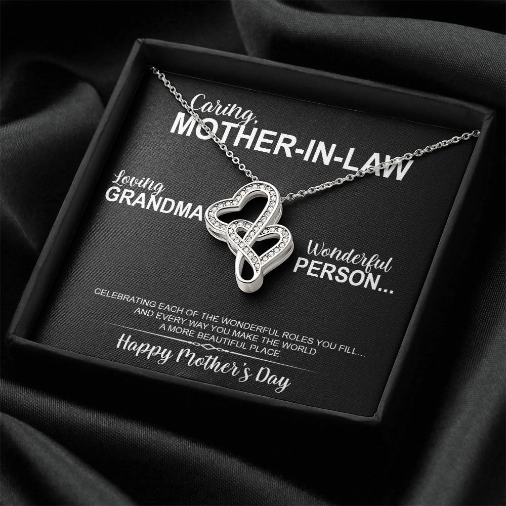 To My Caring Mother-In-Law - Elegant Necklace - Mil03 Double Hearts Necklace