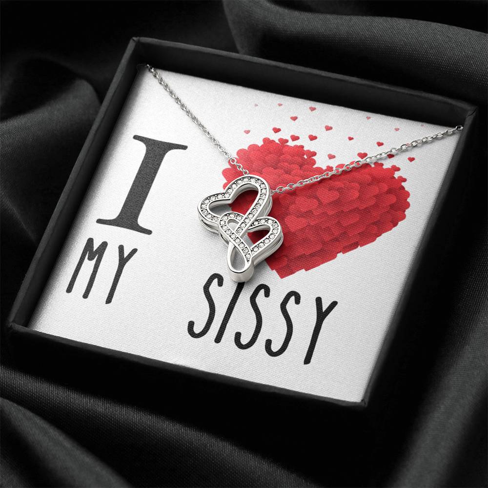 I Love My Sissy Sister Double Hearts Cz Necklace Valentines Day Or Birthday Heartfelt Keepsake Gift Double Hearts Necklace