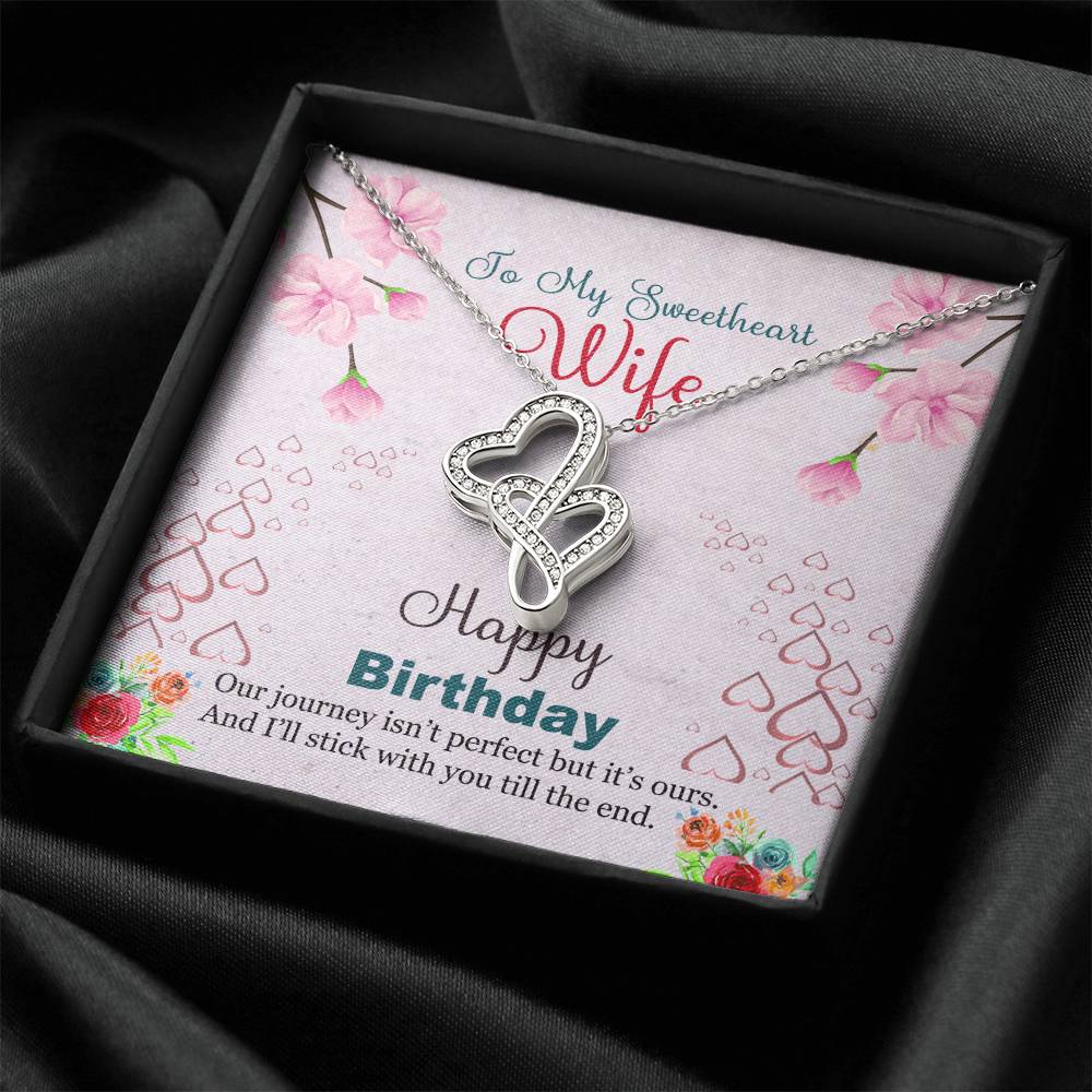 To My Sweetheart Wife Double Hearts Beautiful Necklace Gift For Wife. Husband Birthday Gift From Wife.Gift Double Hearts Necklace