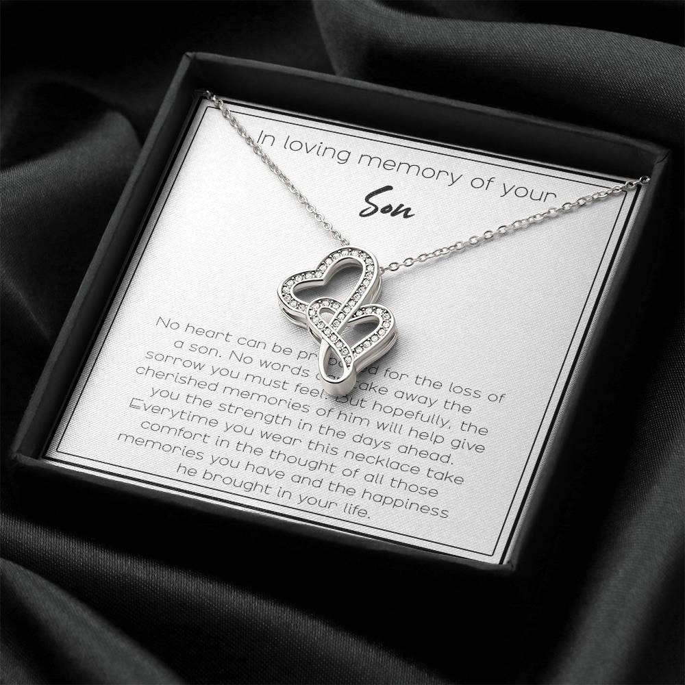 In Loving Memory Of Your Son Double Hearts Necklace
