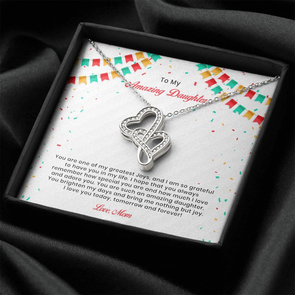 To My Daughter Hearts Necklace Double Hearts Necklace