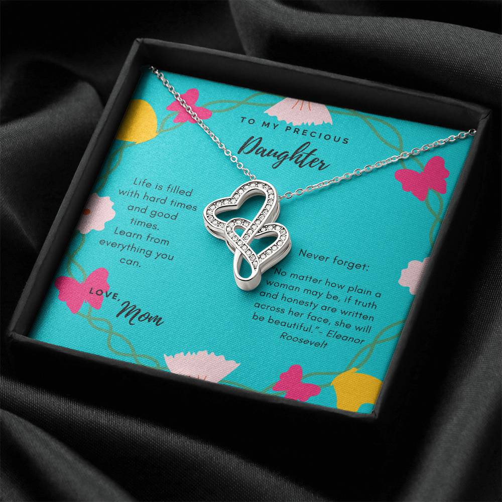To My Daughter Never Forget Necklace Double Hearts Necklace
